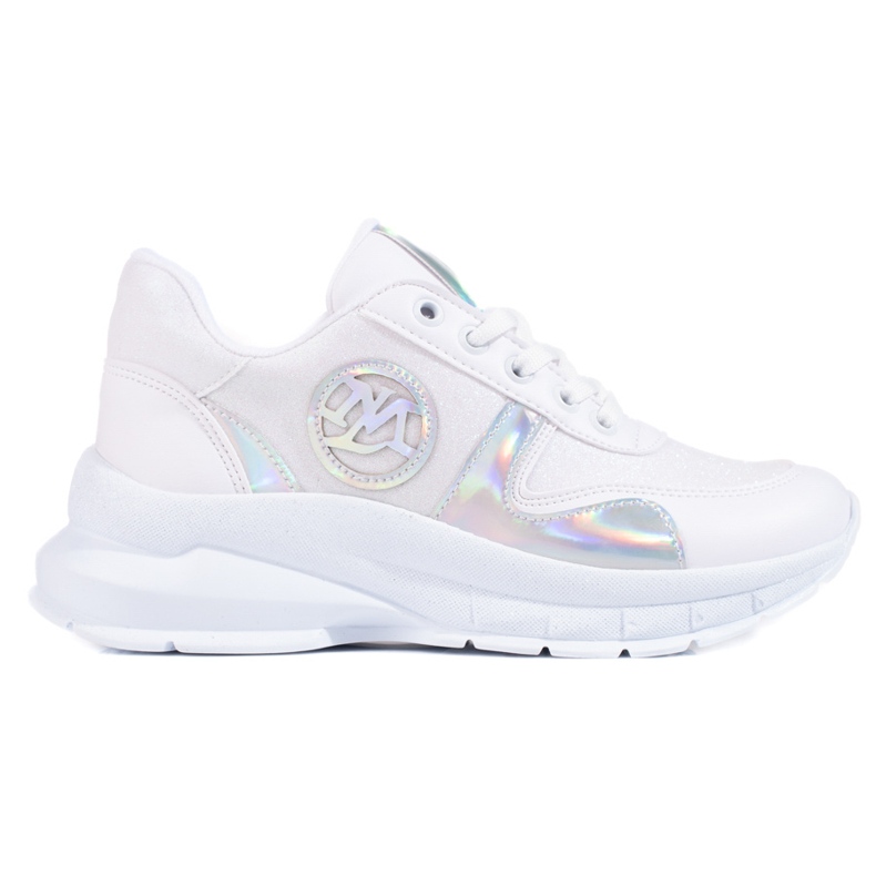 TRENDI Zapatillas con purpurina blanco plata