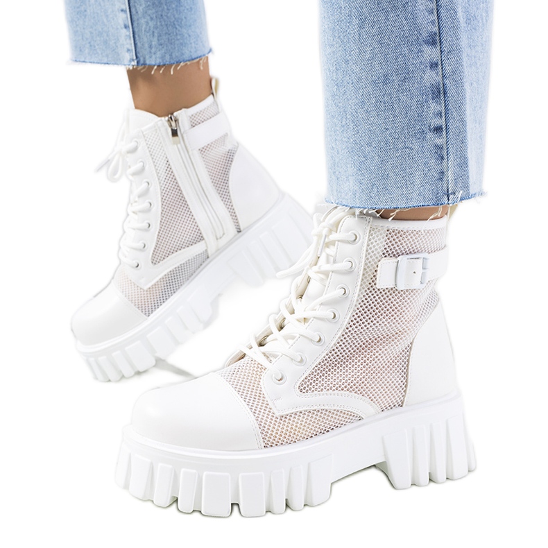 Botas blancas con parte superior calada de Potts blanco
