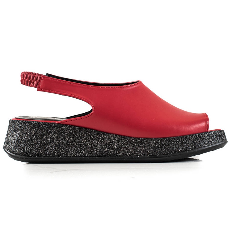 TRENDI Sandalias en la plataforma de brillo rojo