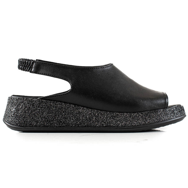 TRENDI Sandalias en la plataforma de brillo negro