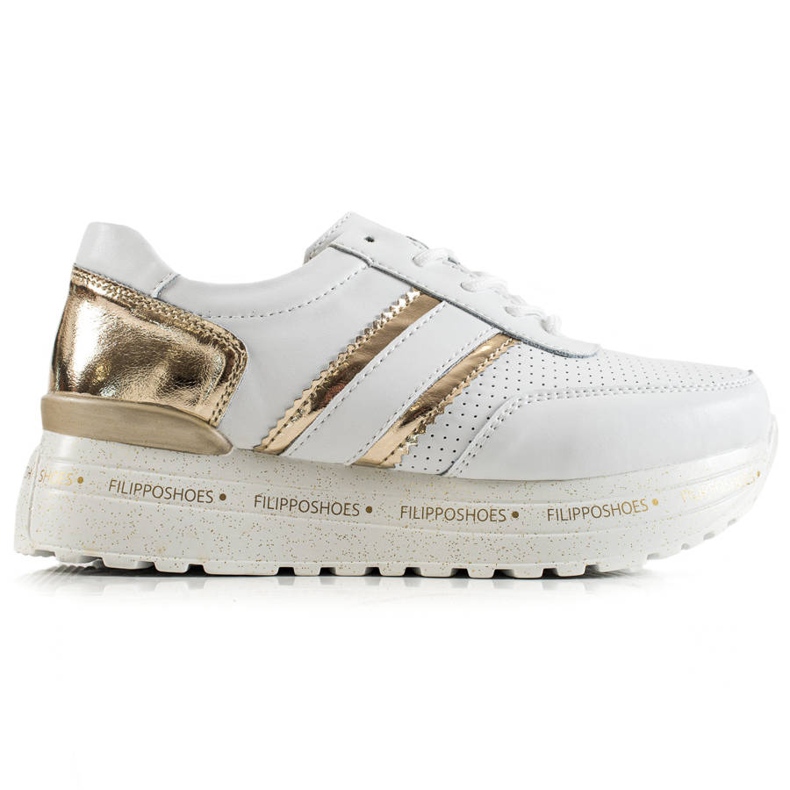 Filippo Zapatillas de cuero blancas blanco dorado