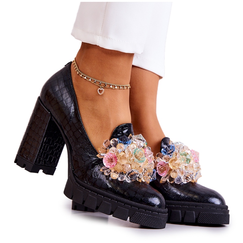 PA2 Zapatos De Salón Elegantes Con Adorno De Serpientes Caterine Negras negro