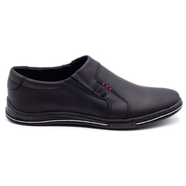 Polbut Mocasines para hombres insertados de cuero 334 negro