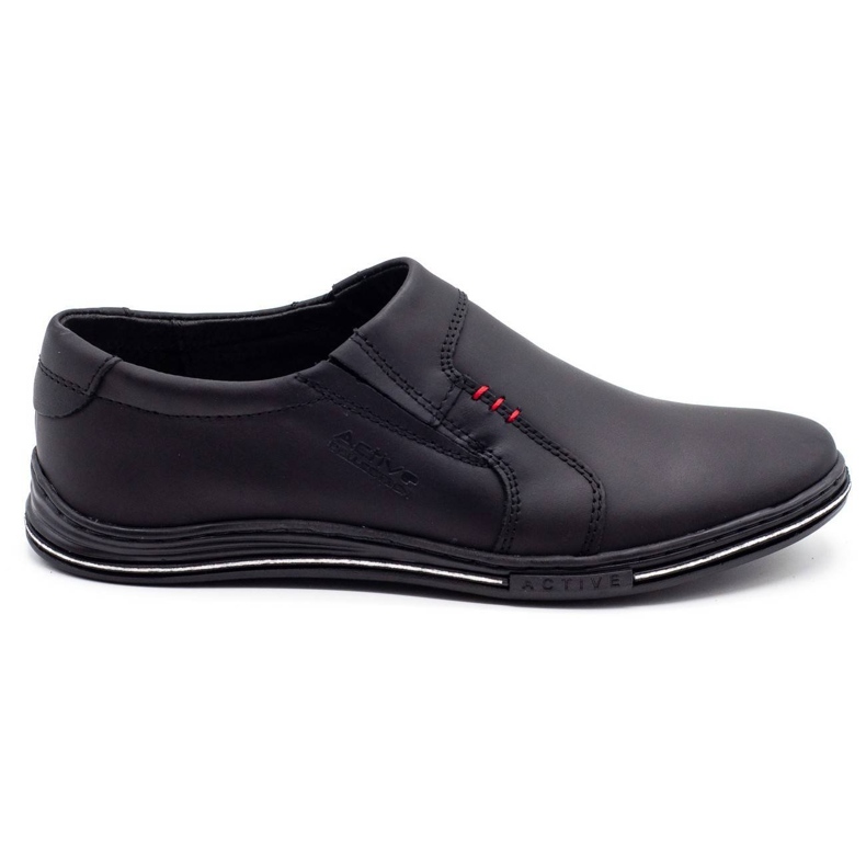Polbut Mocasines para hombres insertados de cuero 334 negro