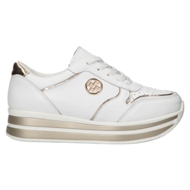 Zapatillas de cuero Filippo DP3682 / 22 WH blanco dorado