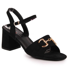 Sandalias en el puesto con decoración S. Bararski W OLI158A negro Sandalias en el puesto con decoración S. Bararski W OLI158A negro