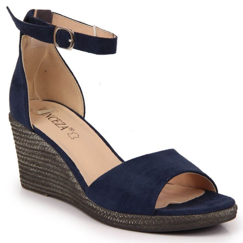 Sandalias cuña Vinceza W JAN104A azul marino
