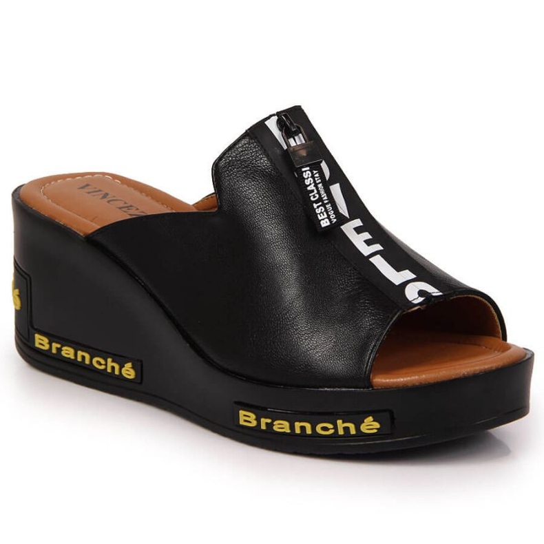 Zapatillas cuña negras con inscripciones Vinceza W JAN109 negro Zapatillas cuña negras con inscripciones Vinceza W JAN109 negro