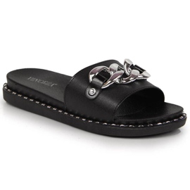 Pantuflas negras Vinceza W JAN111A con cadena negro