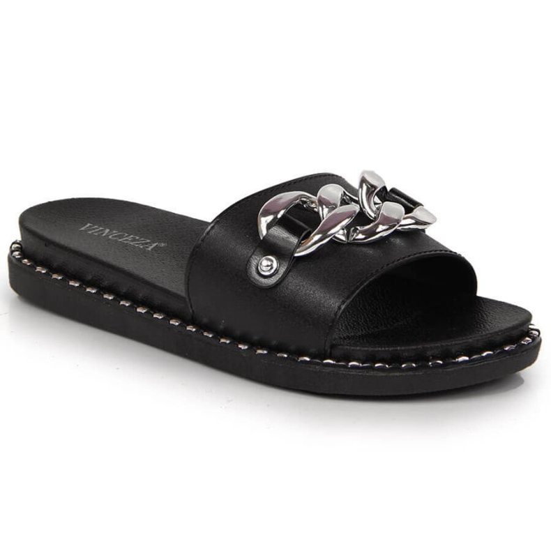 Pantuflas negras Vinceza W JAN111A con cadena negro