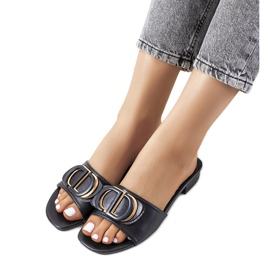 Sandalias negras de tacón plano de Cammeray. negro