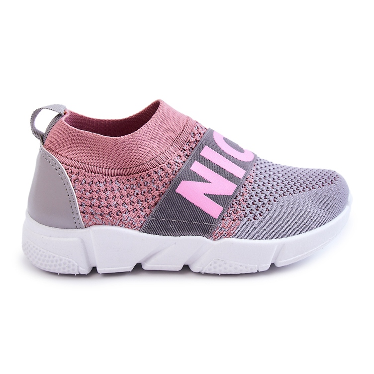 PA1 Zapatillas Deportivas Infantiles Sin Cordones Rosa-Gris Cobby rosado