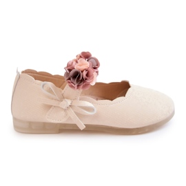 Vinceza Bailarinas Infantiles Flores Velcro Caitlin Beige Claro