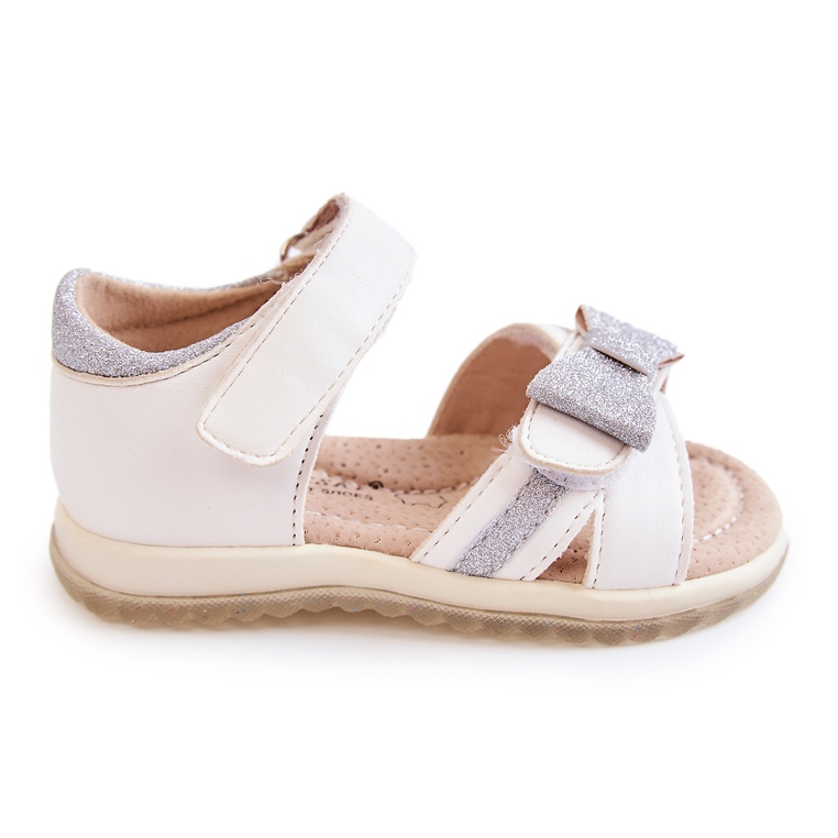 S.Barski Sandalias Infantiles De Piel Con Velcro Blanco Lolly