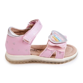 S.Barski Sandalias Infantiles De Piel Con Corazón Rosa Elianna rosado plata
