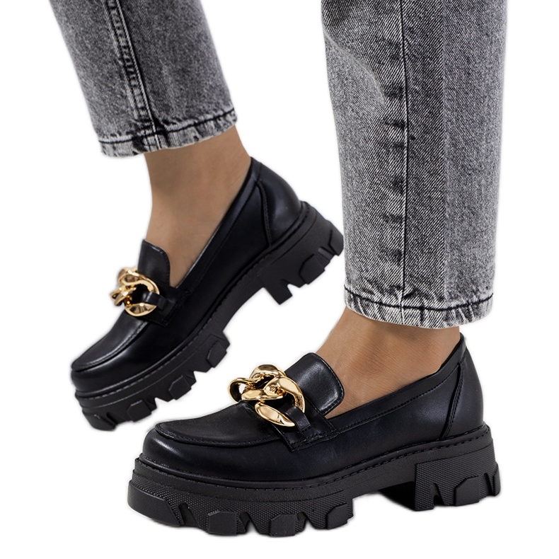 Mocasines negros con cadena Fouzia