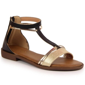 Sandalias romanas Potocki W WOL73A negro dorado