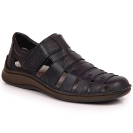 Zapatos de piel con velcro Rieker M RKR520 negro