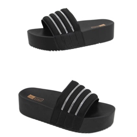 Chanclas Leah Black suela alta negro