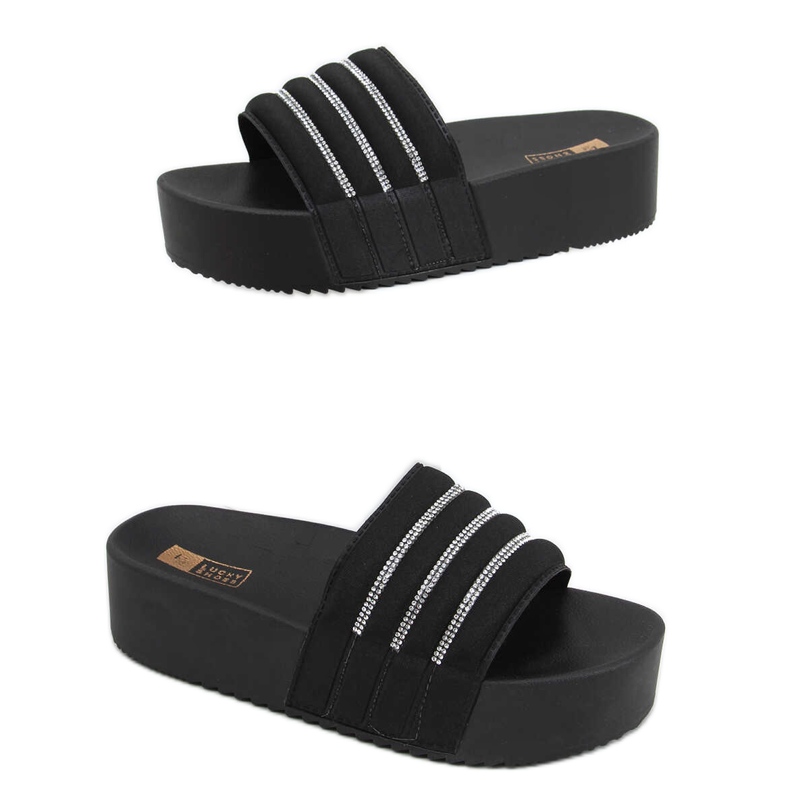 Chanclas Leah Black suela alta negro