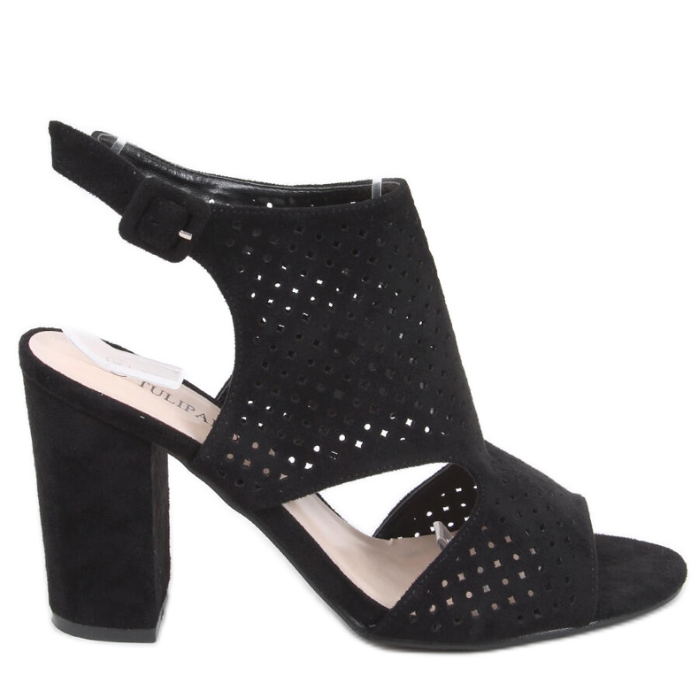 Guala Sandalias negras tacón calado negro