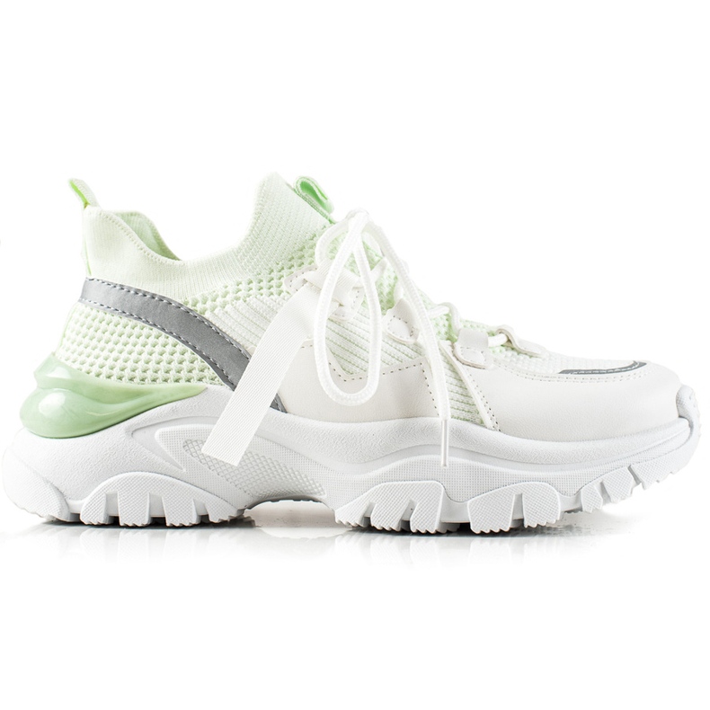 TRENDI Cómodas zapatillas con cordones blanco verde TRENDI Cómodas zapatillas con cordones blanco verde