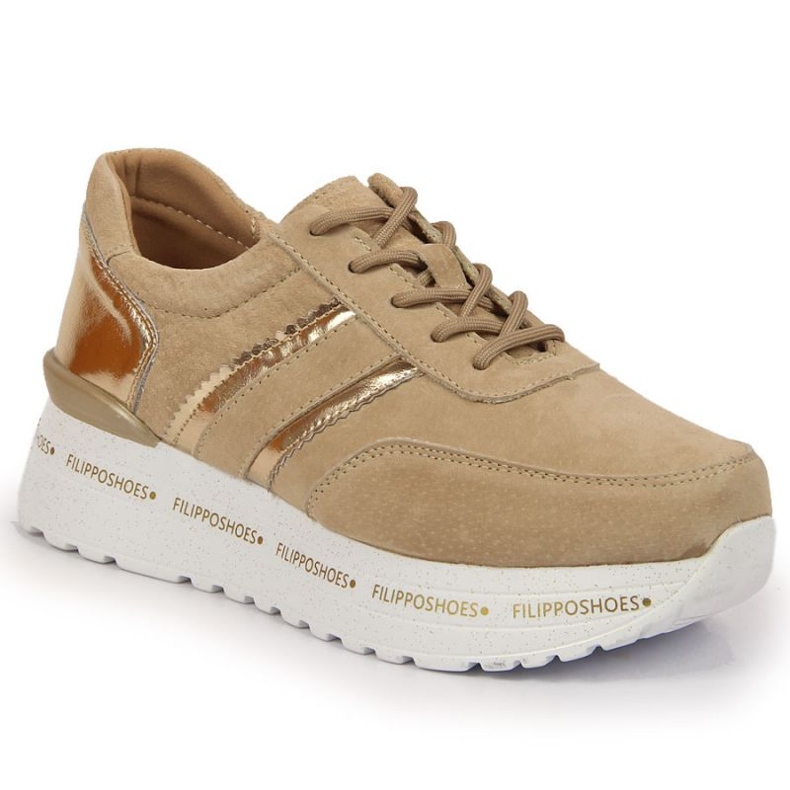 Zapatos de cuero en la plataforma Filippo W PAW328B beige
