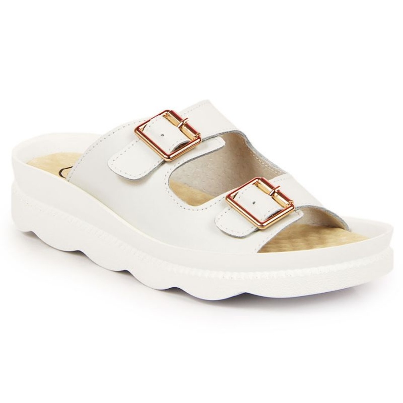 Babuchas de piel con hebillas Filippo W PAW346B blanco