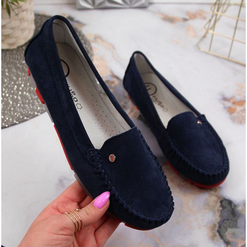 Mocasines de piel ante Filippo W PAW201D azul marino