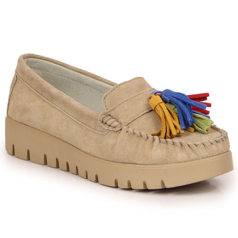 Mocasines de piel con flecos Filippo W PAW327A beige