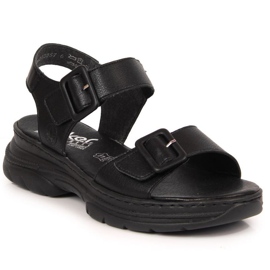 Sandalias de cuero en la plataforma Rieker W RKR513 negro