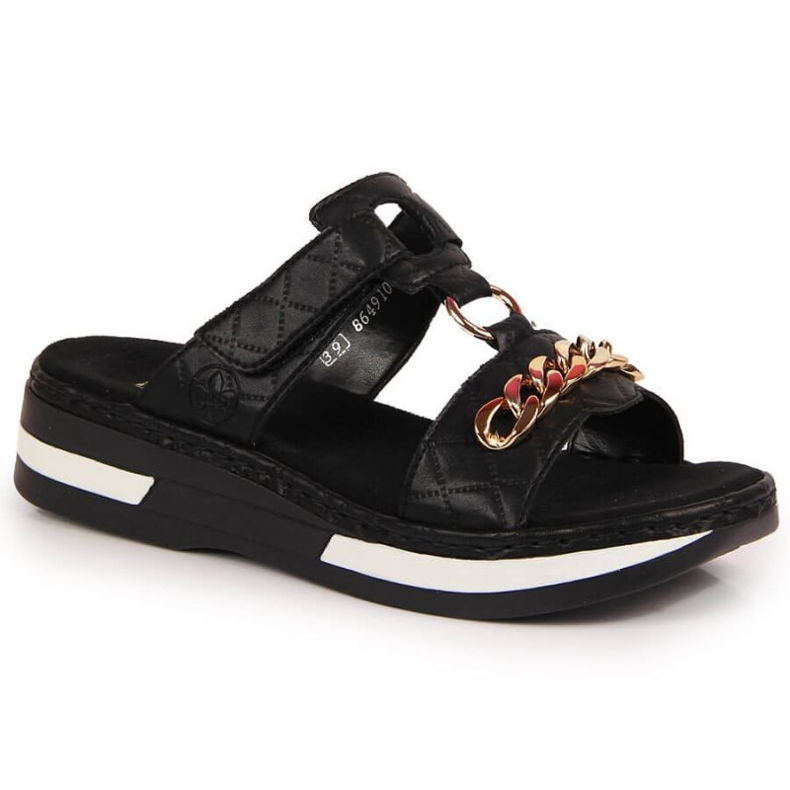 Pantuflas negras Rieker W RKR515 con cadena negro