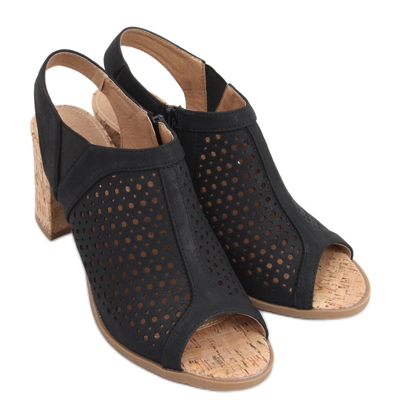 Sandalias caladas en el puesto Assia Black negro