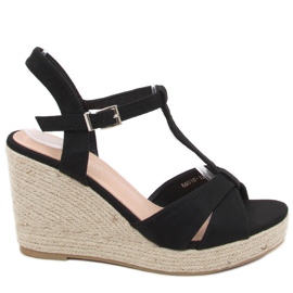 Alpargatas sandalias con cuña Basam Negro