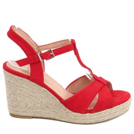Alpargatas sandalias con cuña Basam Rojo