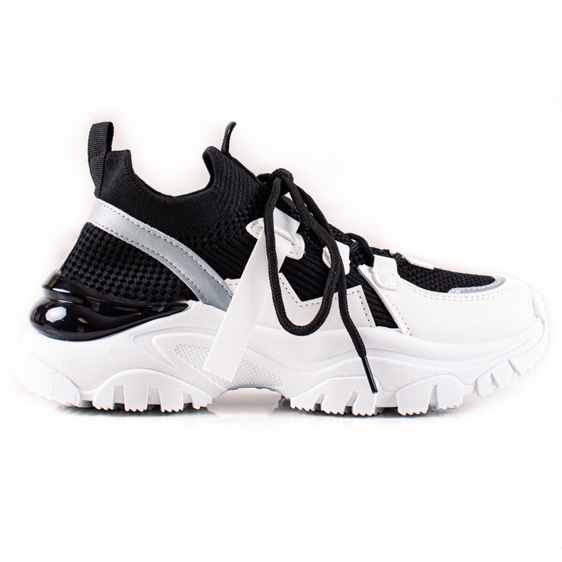 TRENDI Cómodas zapatillas con cordones blanco negro