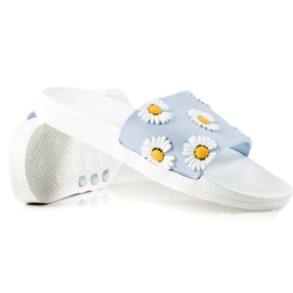 TRENDI Chanclas Azul Y Blanco Con Margaritas