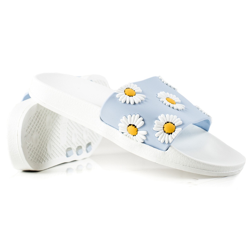 TRENDI Chanclas Azul Y Blanco Con Margaritas