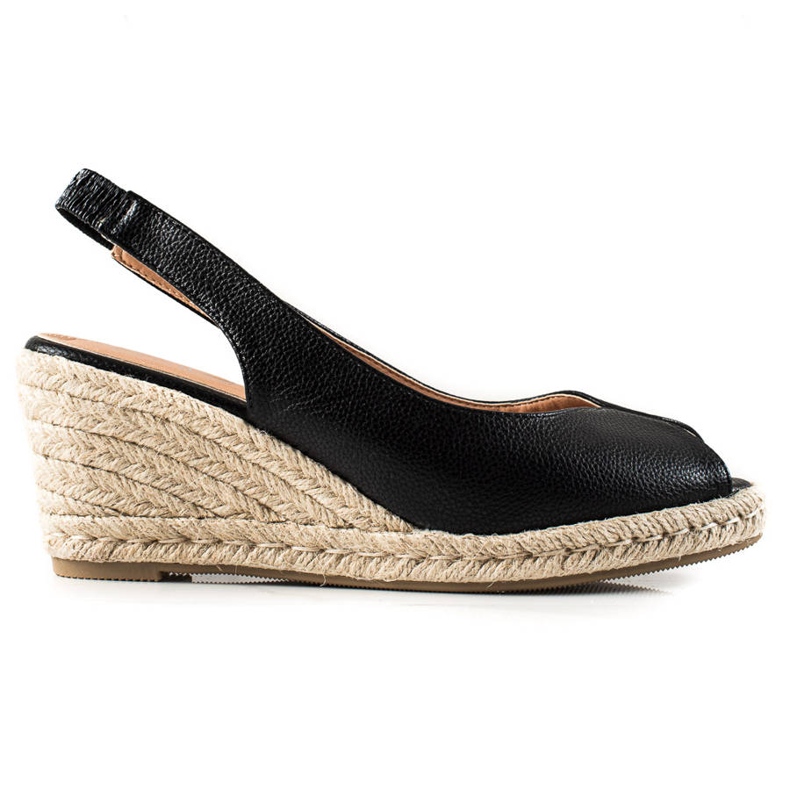 Clowse Sandalias en la cuña de paja negro