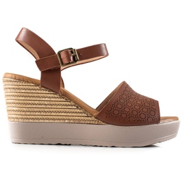 Clowse Sandalias ligeras con tacón de cuña marrón