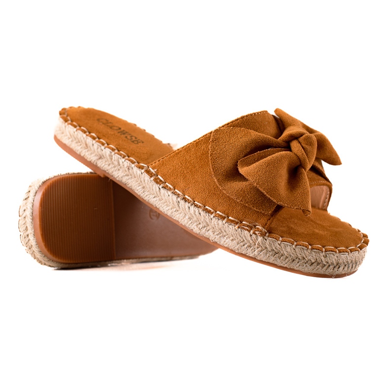 TRENDI Zapatillas marrones con lazo marrón