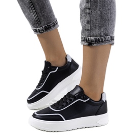 Deportivas negras Dounya de mujer negro plata
