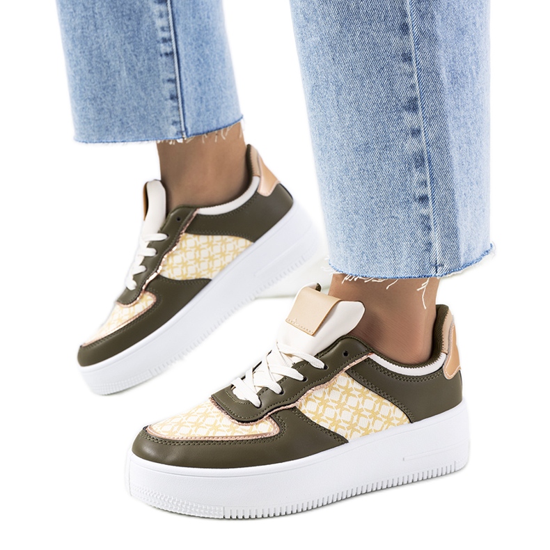 Deportivas verdes de mujer Manal beige caqui