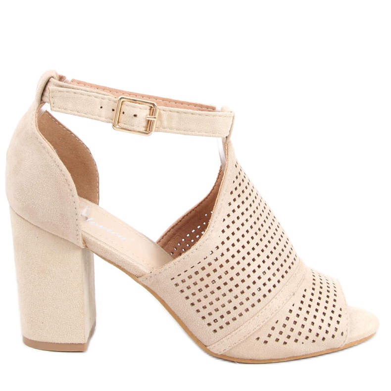 Sandalias tacón caladas Bahati Beige