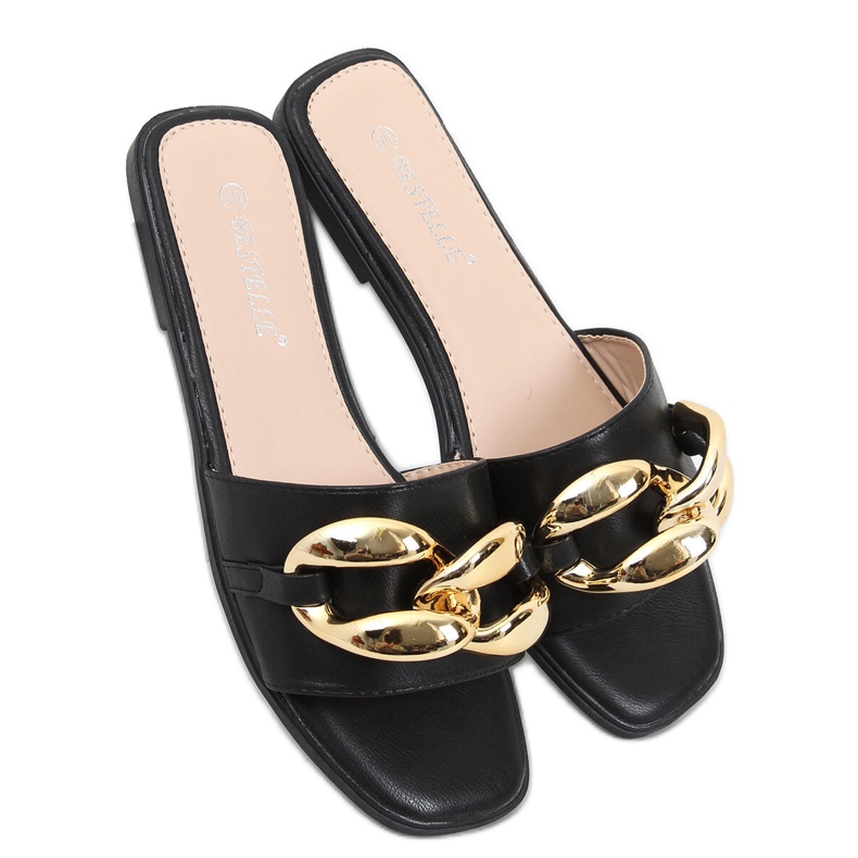 Babucha Dalia Negra con cadena negro