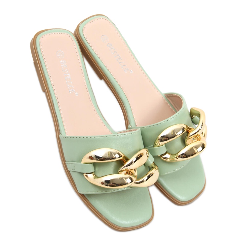 Zapatillas casa con cadena Dalia Verde Zapatillas casa con cadena Dalia Verde