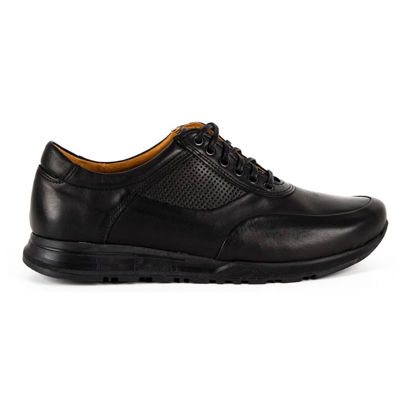 Olivier Zapato casual hombre piel 902KNT grano negro con negro