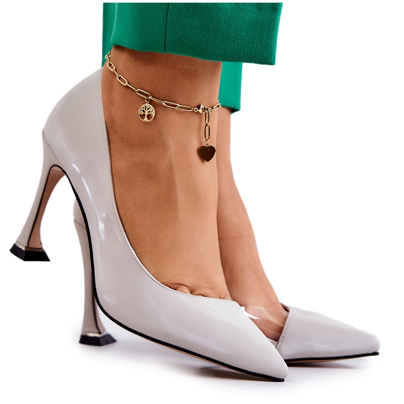 S.Barski Stilettos Moda Piel Gris Claro Tamira