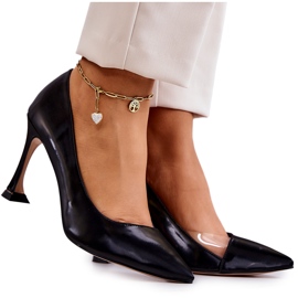 S.Barski Zapatos de tacón de aguja de cuero negro Tamira de moda