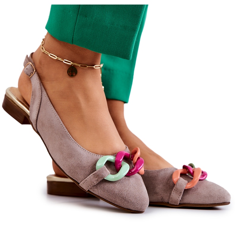 Bailarinas Ante Con Cadena Lewski Shoes 3125 Beige